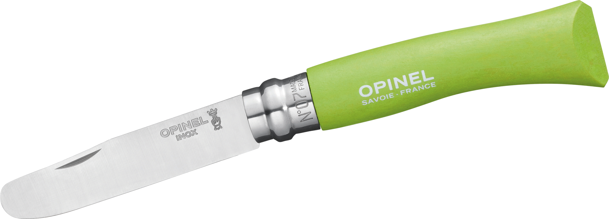 Opinel N°07 Taschenmesser für Kinder Klingenlänge 8 cm grün