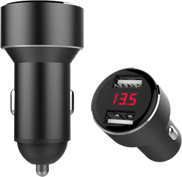 IWH USB Ladeadapter mit 2 USB Ports mit Ladeanzeige für Autos 12/24