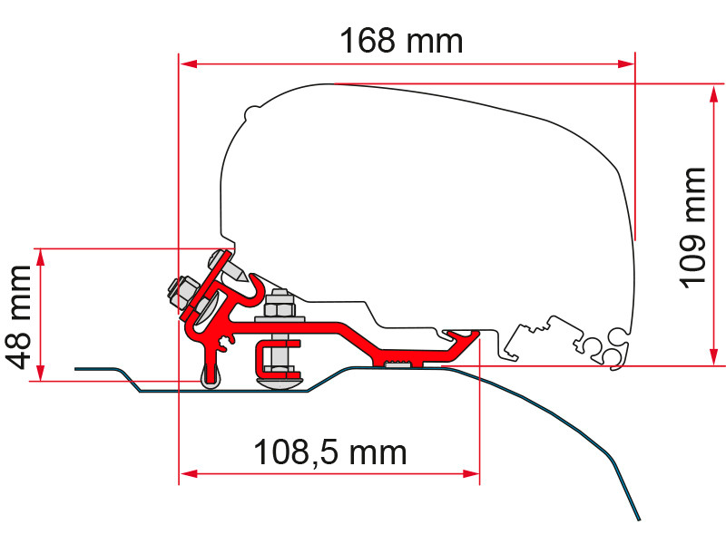 Fiamma Kit Fiat Ducato / Citroën Jumper / Peugeot Boxer - Low Profile L2-L3 - ab 2006 Markisenadapter für Fiamma F80 / F65
