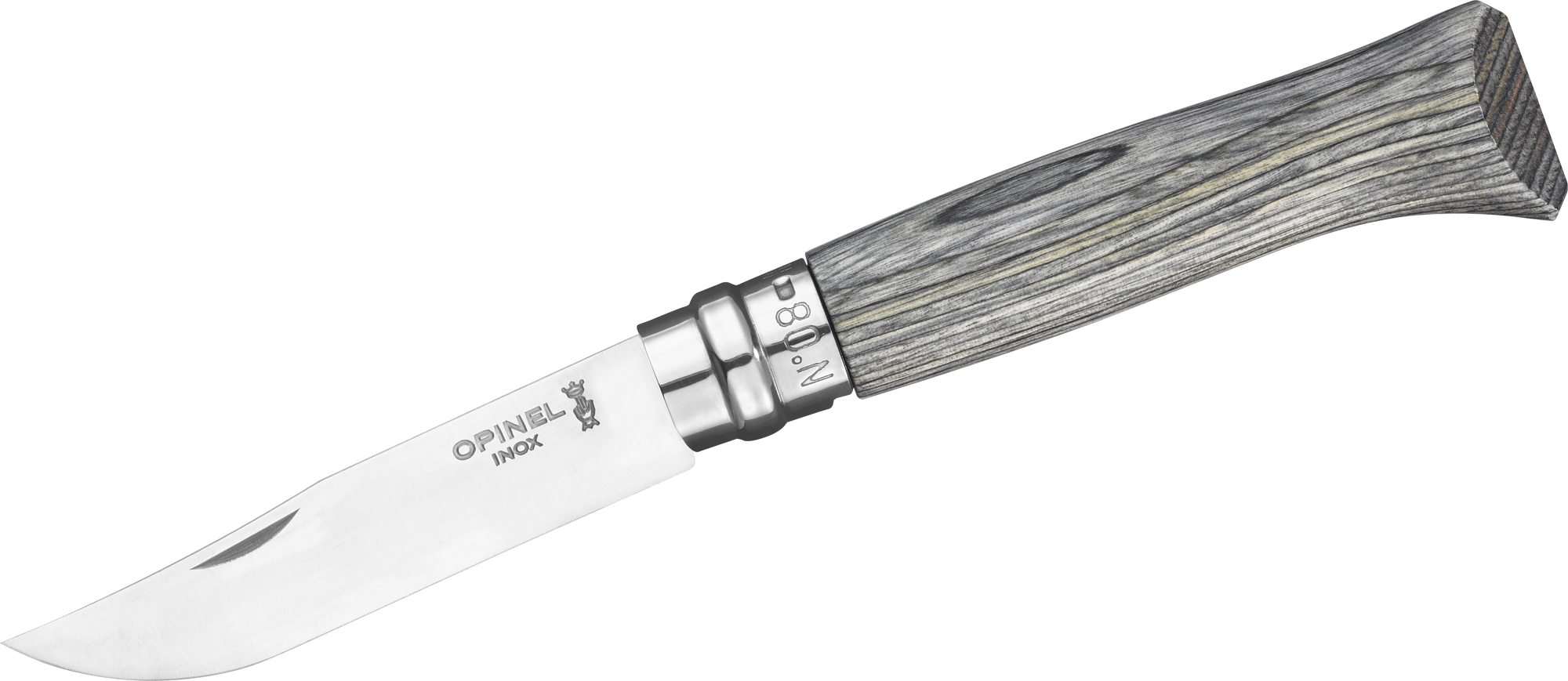 Opinel N°08 Taschenmesser mit Griff aus Birkenholz Klingenlänge 8,5 cm grau