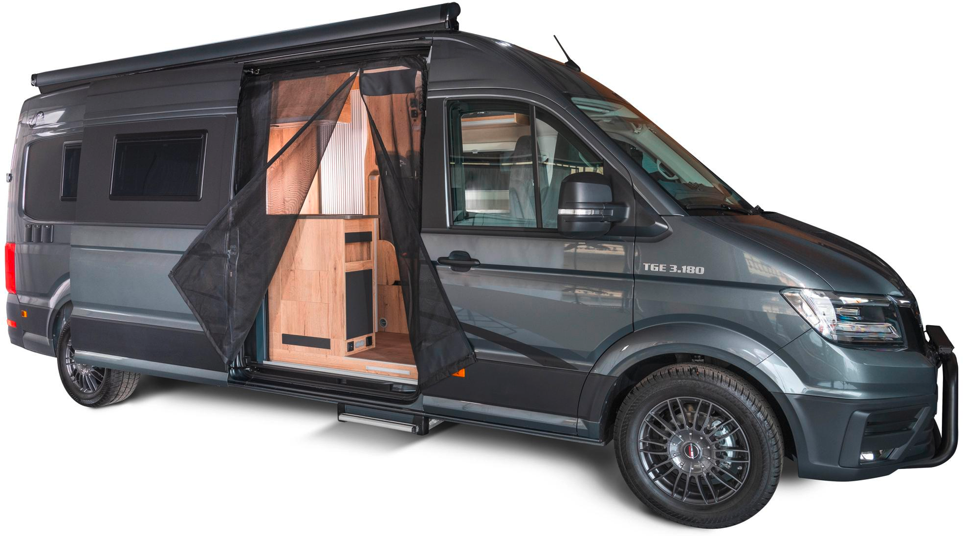 Mayr Van Schiebetürenmoskitonetz mit Reißverschluss geeignet für VW Crafter II / MAN TGE mit Maschenweite Fine-mesh für Beifahrerseite