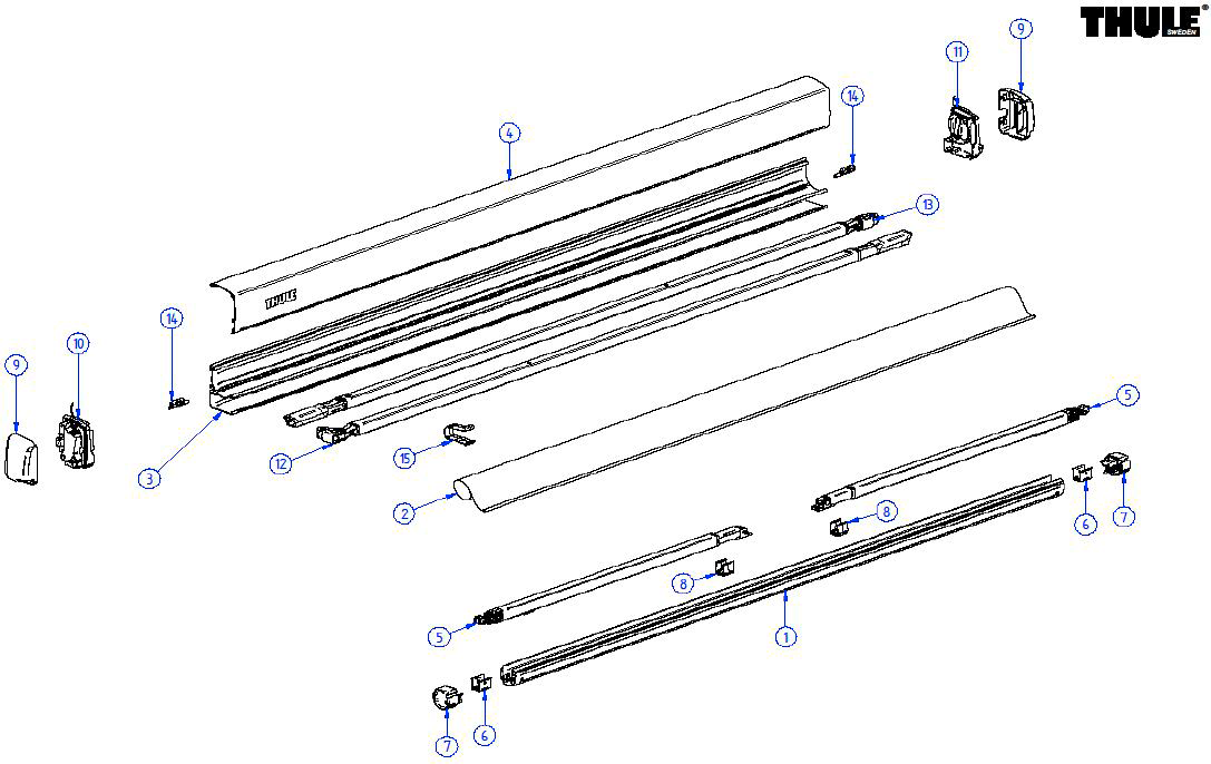 Thule Gehäuse Unterteil für Markise Omnistor 3200 2,7 Meter - Farbe Anthrazit Thule Ersatzteilnummer