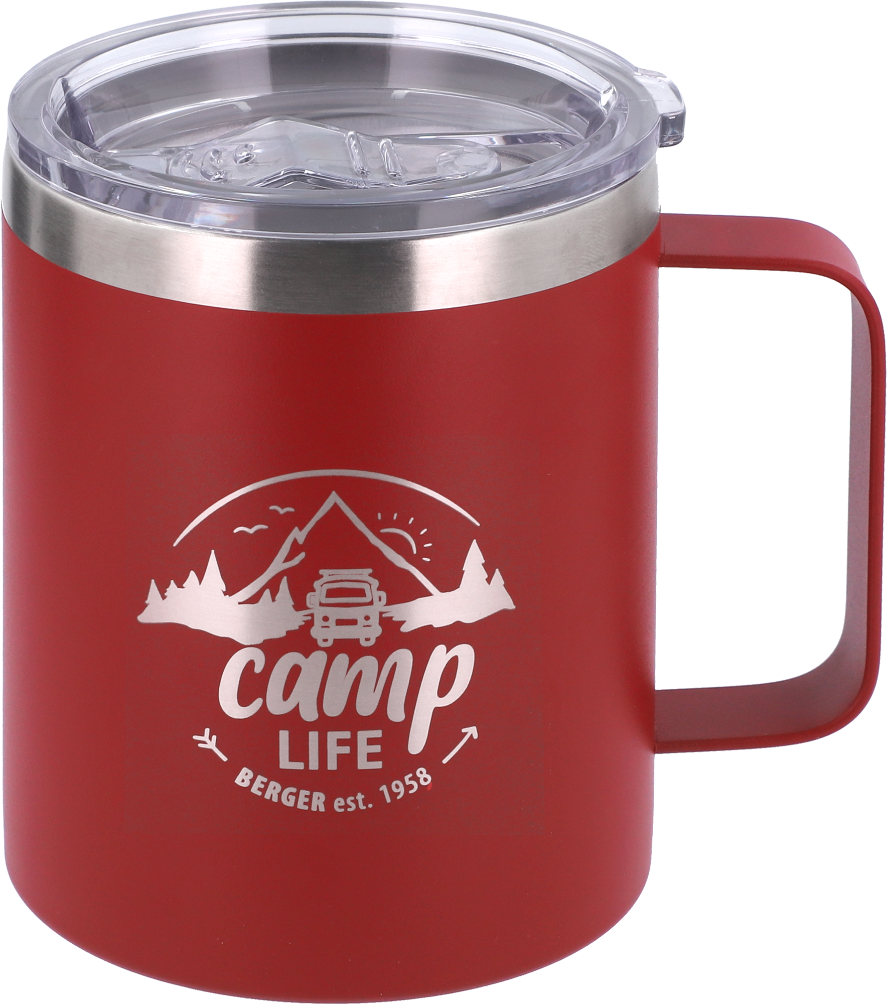 Camplife Edelstahl Thermo-Trinkbecher mit Henkel und Deckel 450 ml rot - Isolierbecher