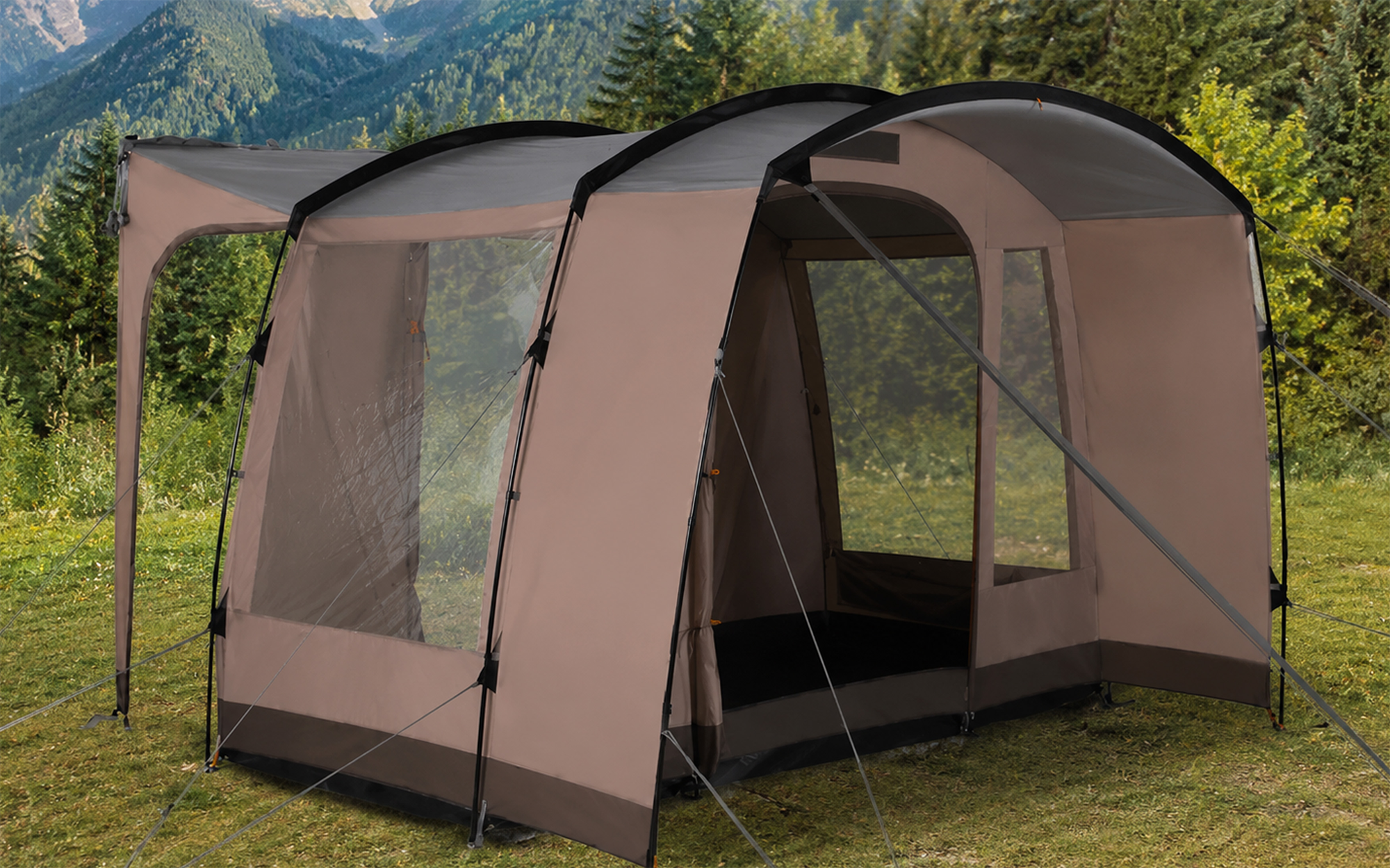 Kampa Traverse Poled Low Busvorzelt für 4 Personen 180 – 210 cm Anbauhöhe - Reisemobil- & Busvorzelte