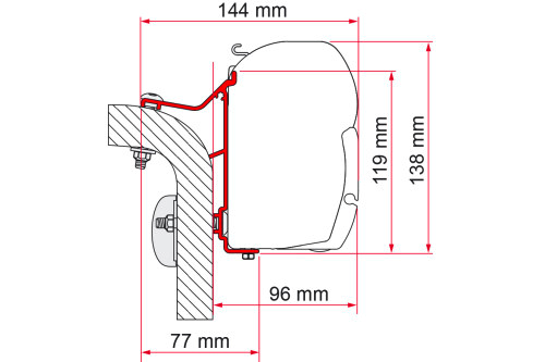 Fiamma Hymer Van/B2 Markisenadapter für Fiamma F45