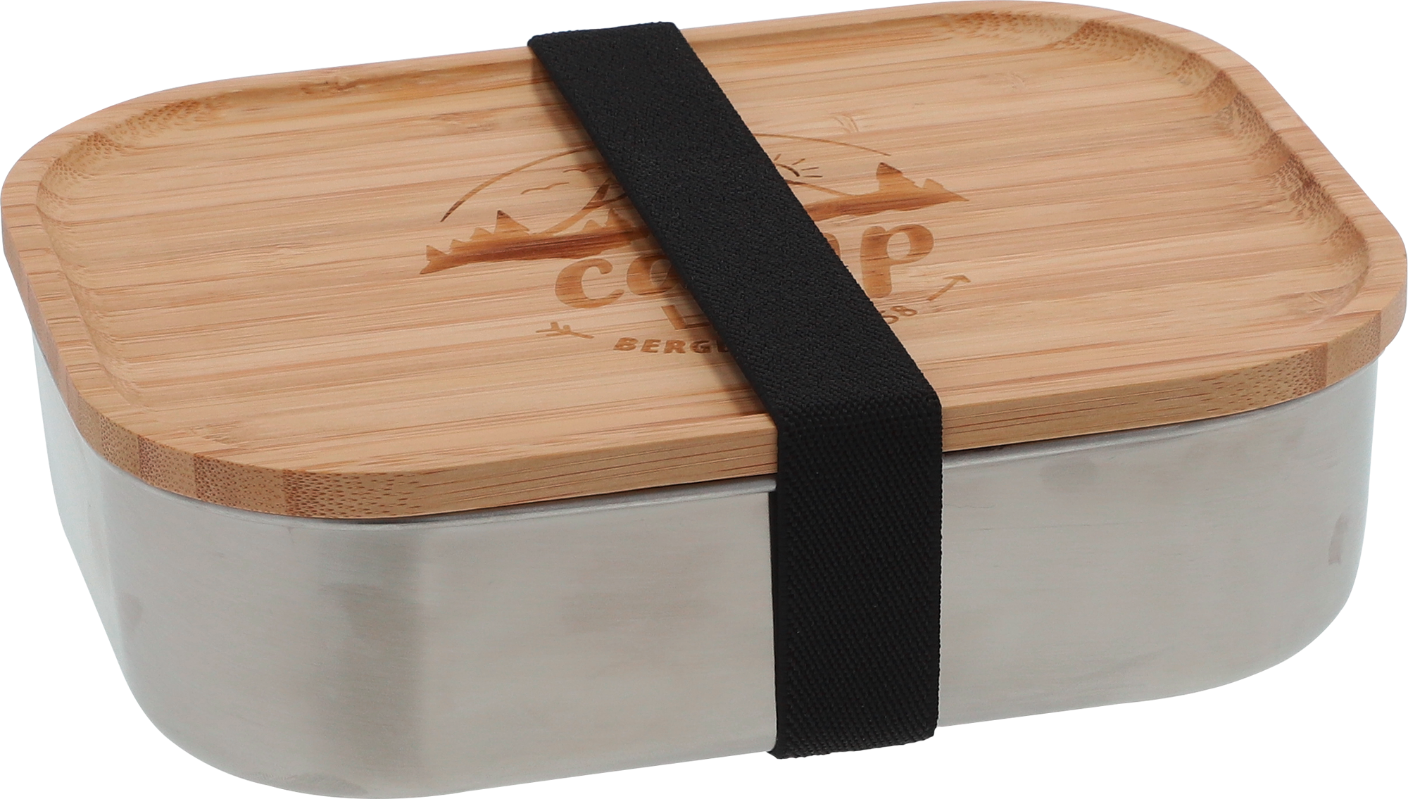 Camplife Edelstahldose mit Bambusdeckel und Gummiband 1400 ml - Lebensmittelbehälter / Vorratsdosen