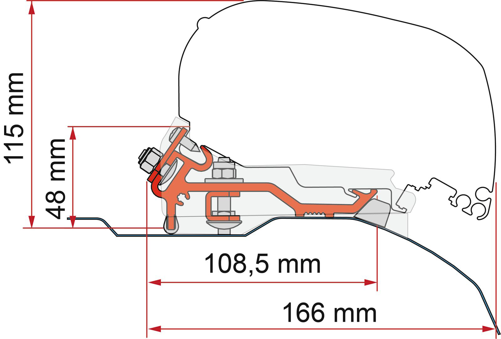 Fiamma Adapter Kit Fiat Ducato / Citroën Jumper / Peugeot Boxer Low Profile für F80 Markisen