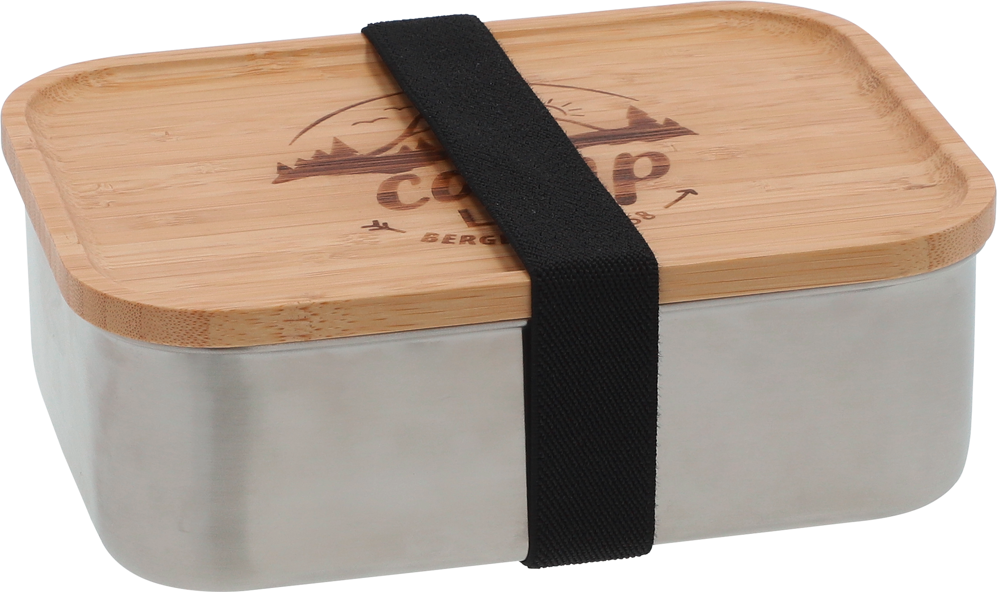 Camplife Edelstahldose mit Bambusdeckel und Gummiband 1200 ml - Lebensmittelbehälter / Vorratsdosen
