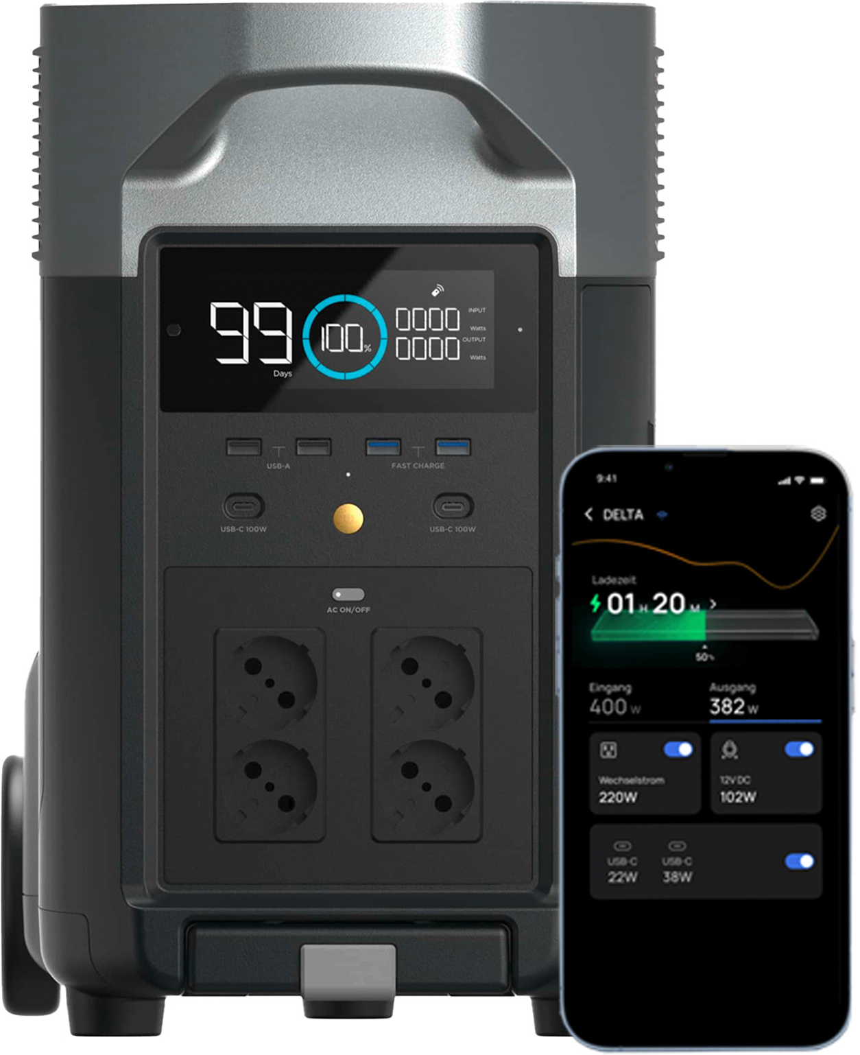 EcoFlow Delta Pro Tragbare Powerstation 3,6 kWh 3.600 W