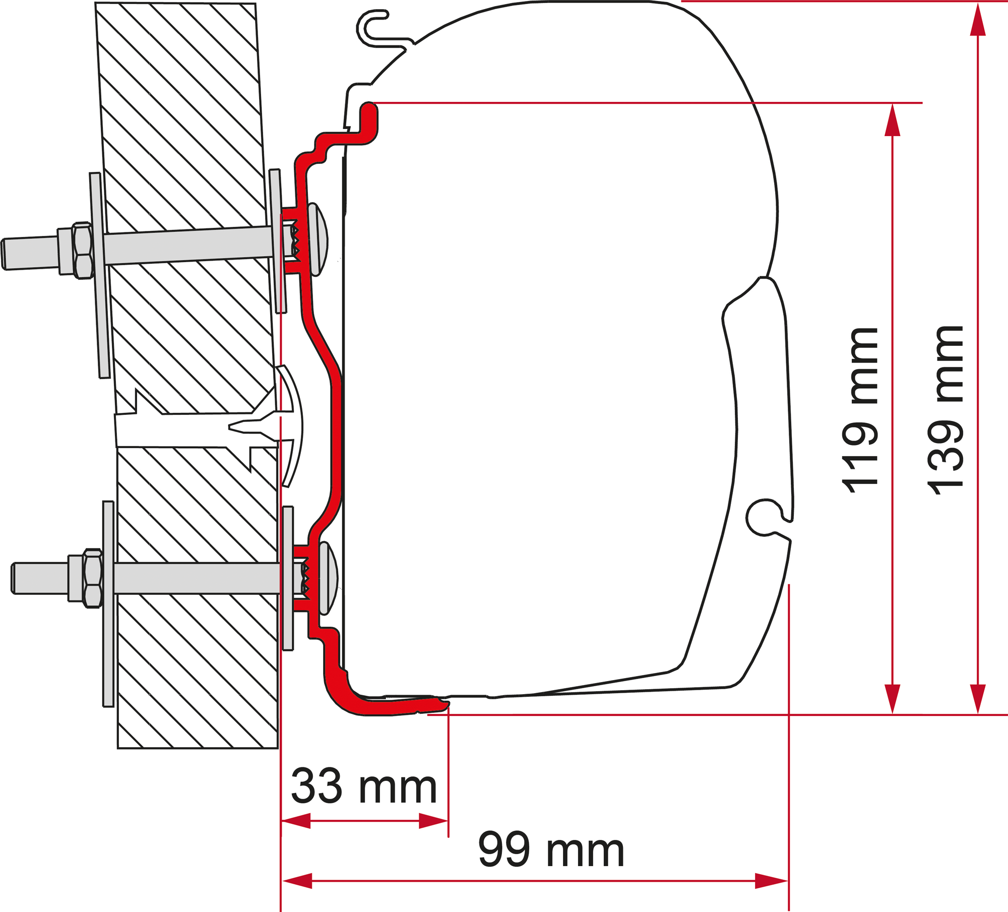 Fiamma Kit Hymer 2016 Markisenadapter für Fiamma