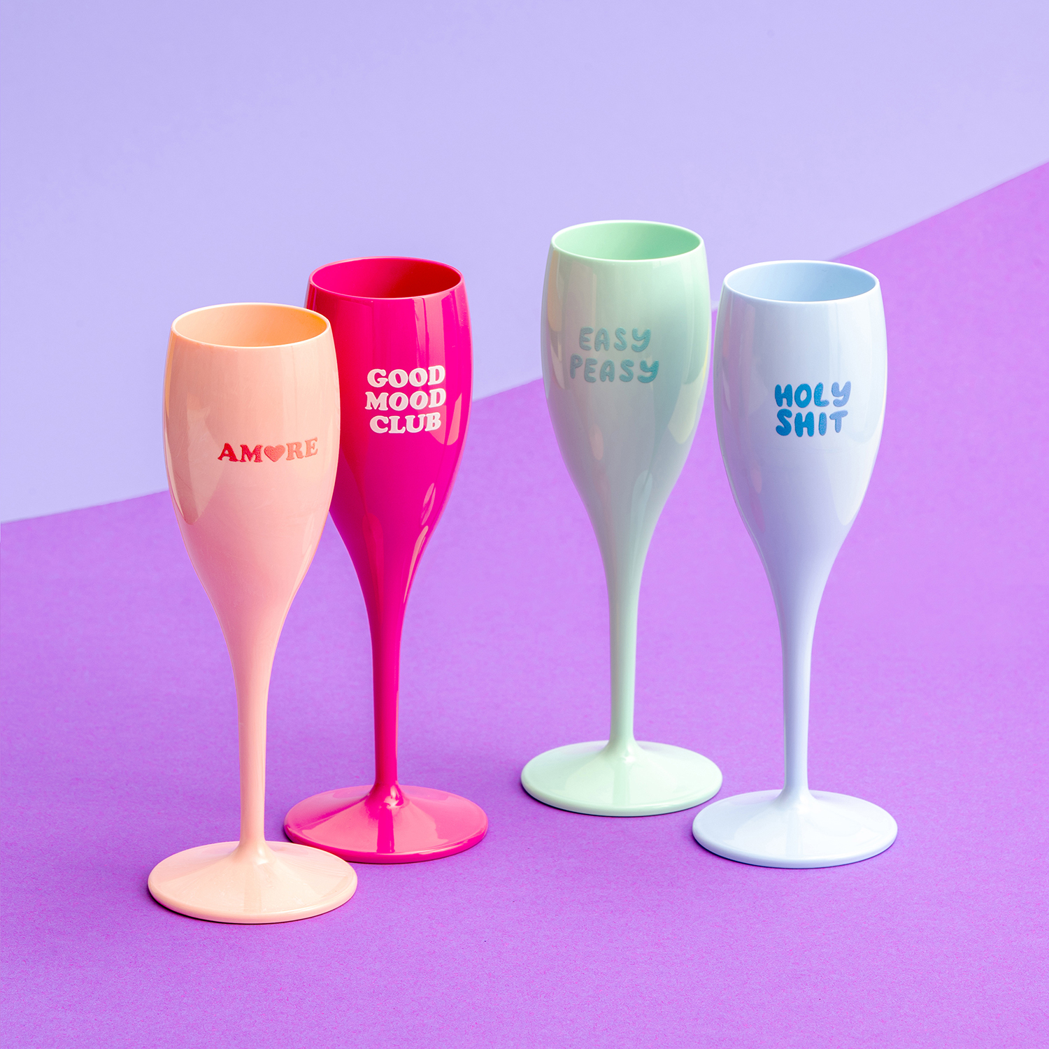 Koziol Cheers No. 1 Color Up Sektglas Set 4-teilig aus Thermoplastik 100 ml - Gläser