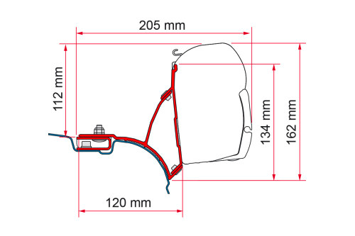 Fiamma Markisenadapter Kit VW T5/T6 Transporter Multivan Rechtslenker für Fiamma