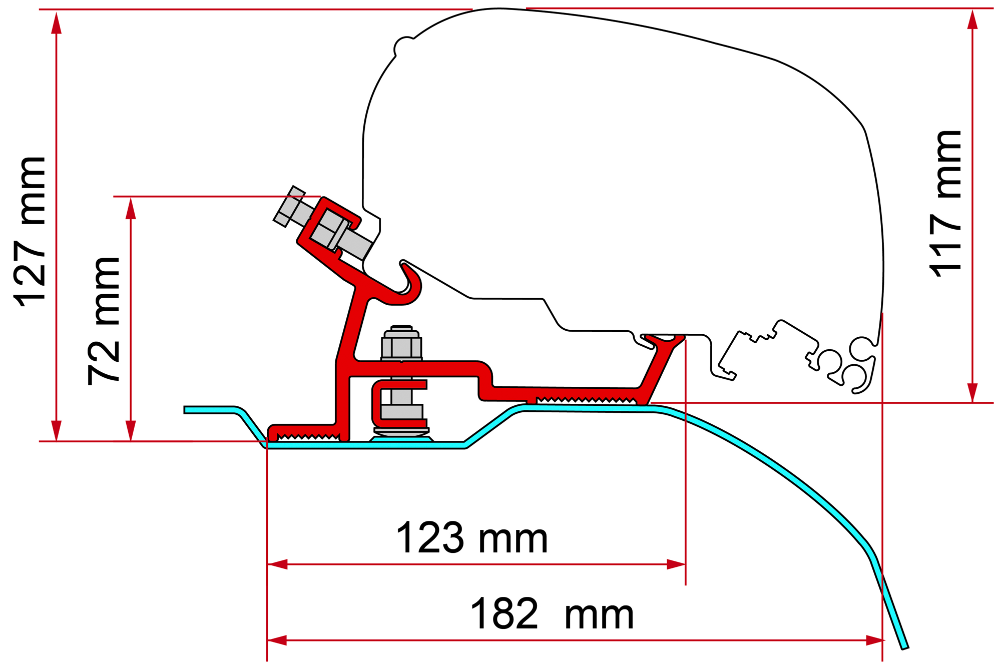 Fiamma Kit Fiat Ducato / Citroën Jumper / Peugeot Boxer - H2 L2/L3 ab 2006 Markisenadapter für Fiamma F80/F65