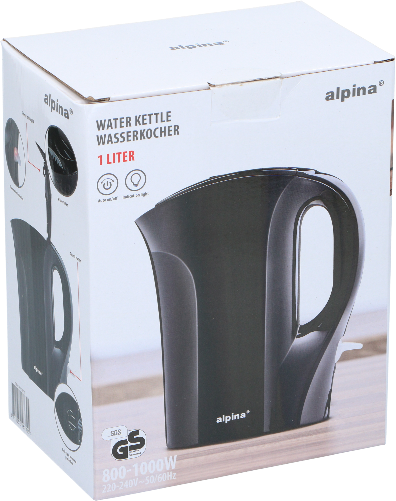 Alpina Wasserkocher 1 Liter 800–1000 W schwarz - Kaffeemaschinen & Wasserkocher