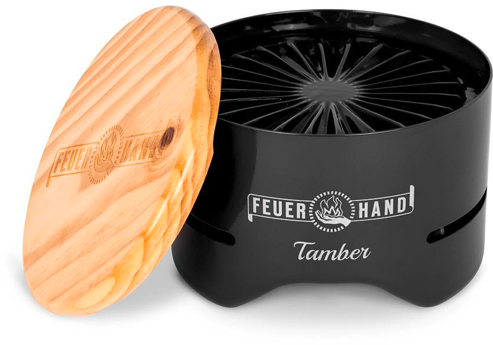 Feuerhand Tamber Tischgrill Holzkohlegrill mit Deckel und Starterkohle tiefschwarz - Holzkohlegrills