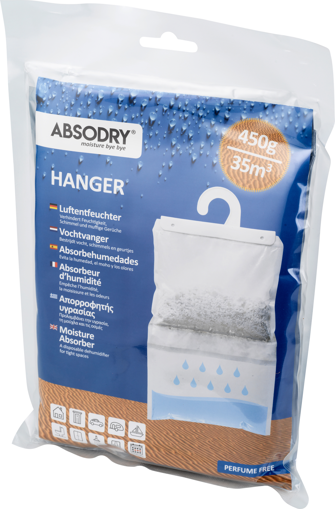 Absodry Classic Standard Hanger Raumentfeuchter 450 g für 35 m³ mit