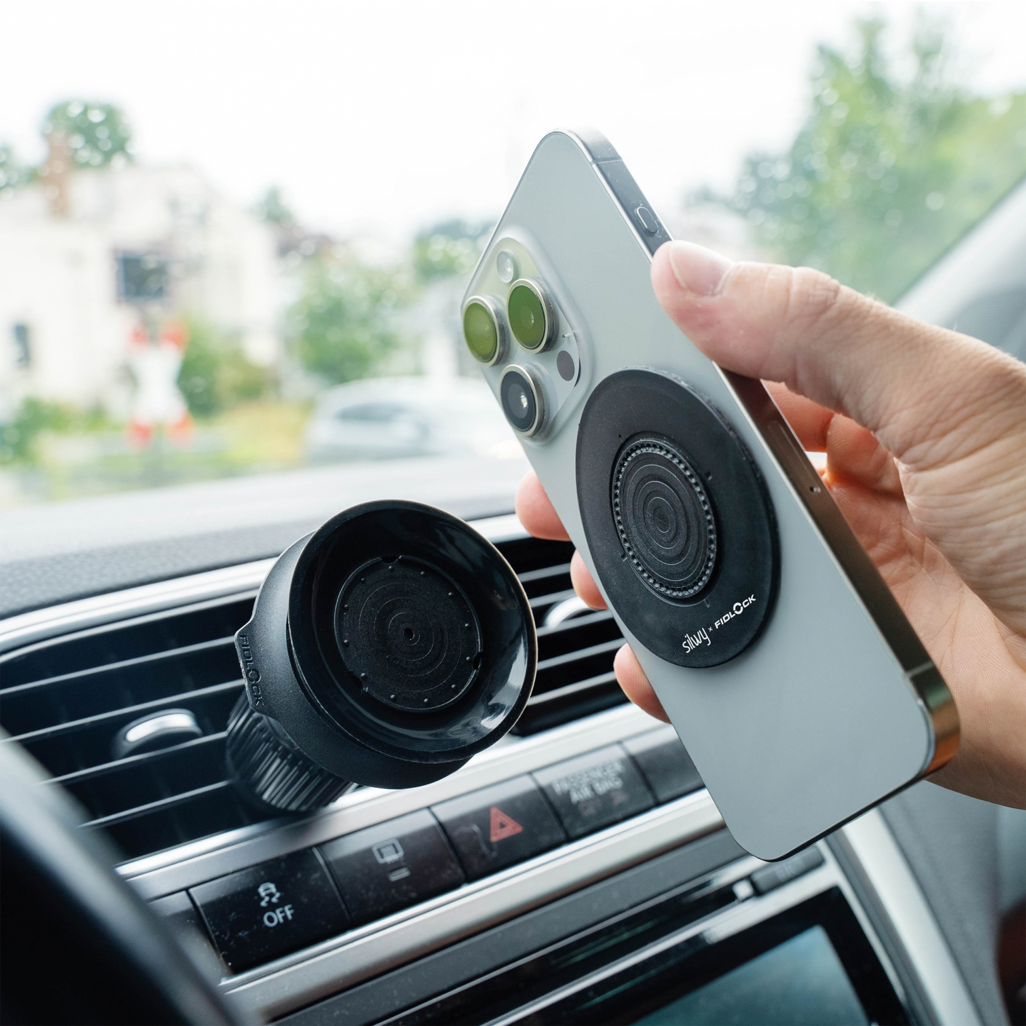 Silwy x Fidlock MAGNET-Vakuum-Handyhalterung Universal für Auto-Lüftungsgitter inkl. Magnet-Vakuum