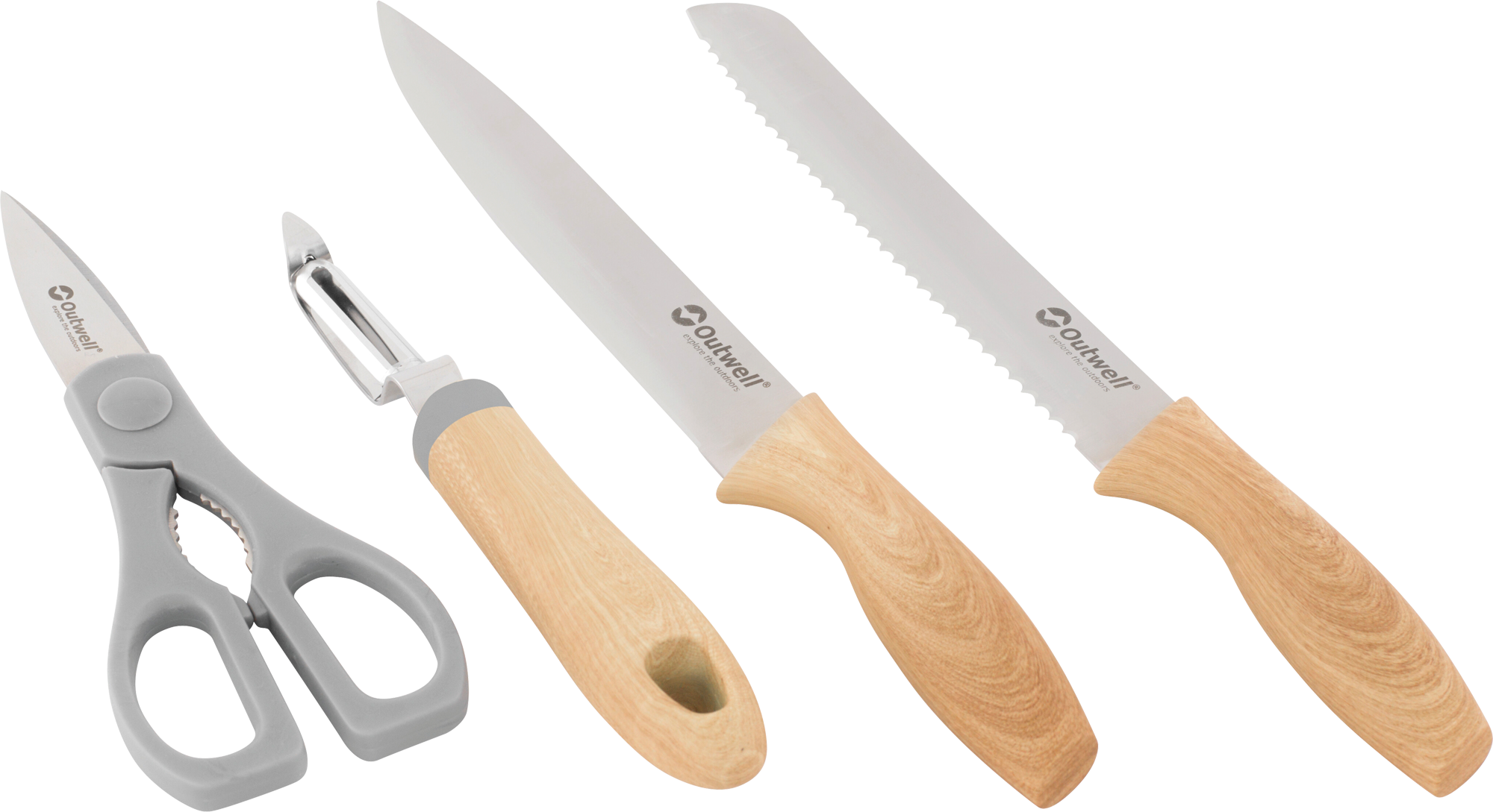 Outwell Chena Messerset 4 teilig mit Universalmesser / Brotmesser / Schere /