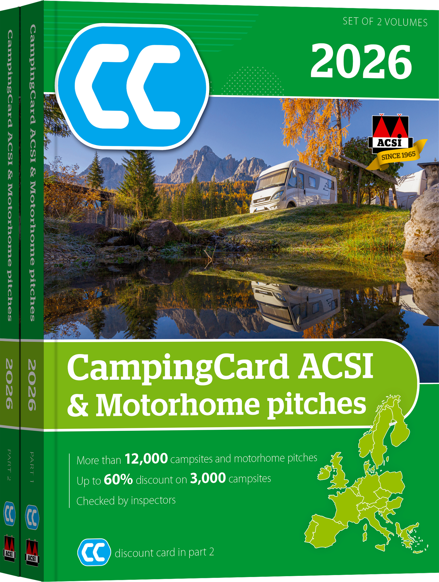 ACSI Stellplatzführer 2026 mit CampingCard Ermäßigungskarte englisch - Campingführer