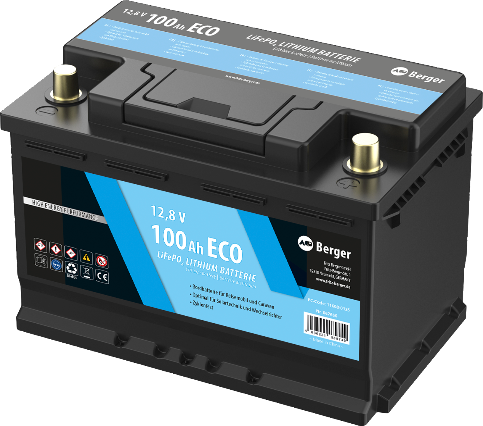 Berger LiFePO4 Lithium Batterie Eco 100 Ah 12V
