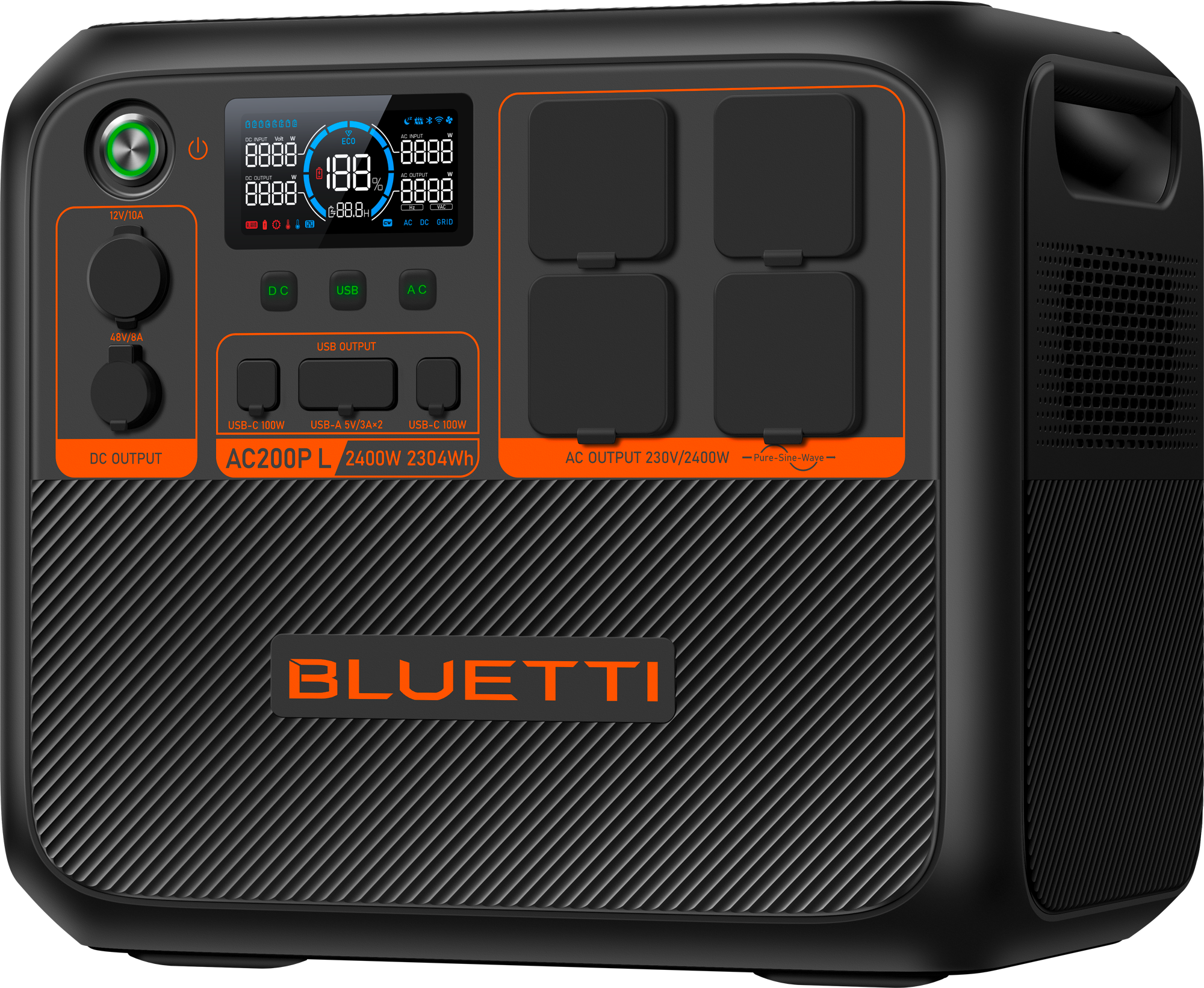 Bluetti AC200P L-Black-EU tragbare Powerstation 1250