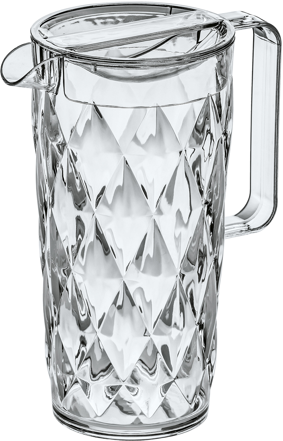Koziol Crystal Karaffe 1,6 Liter mit Deckel ausgießsicher facettiertes Design crystal