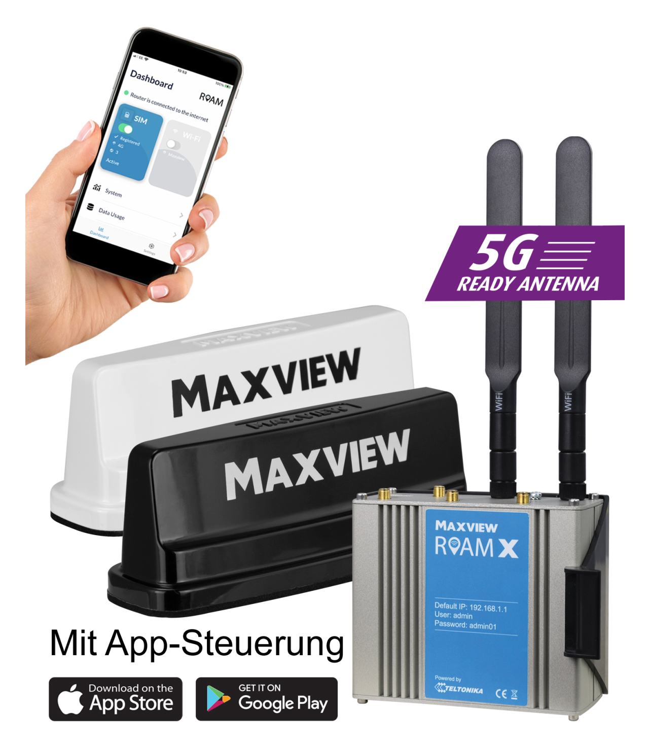 Maxview LTE/WiFi Antenne Campervan Roam X schwarz