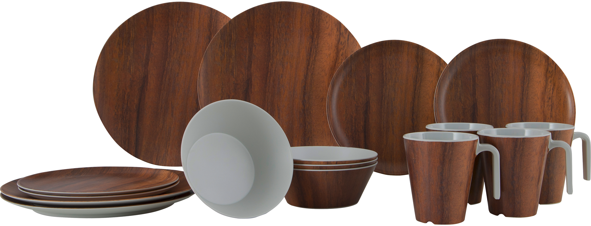 Gimex Nature Line Wood Geschirrset Melanim 16-tlg. für 4 Personen