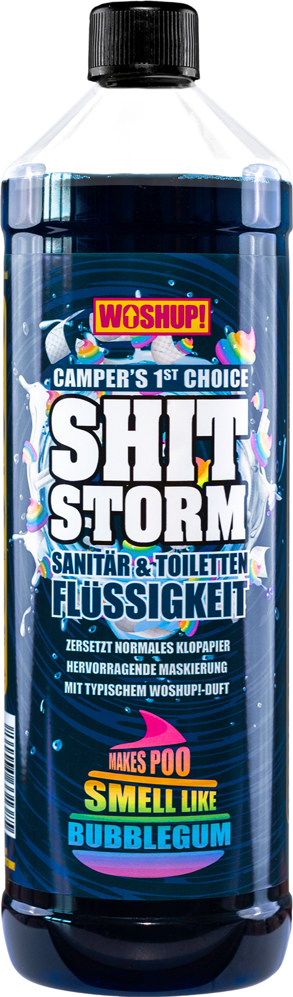 WOSHUP! Shitstorm Toilettenzusatz 1 Liter mit Bubblegum Duft - Sanitärzusätze & -flüssigkeiten
