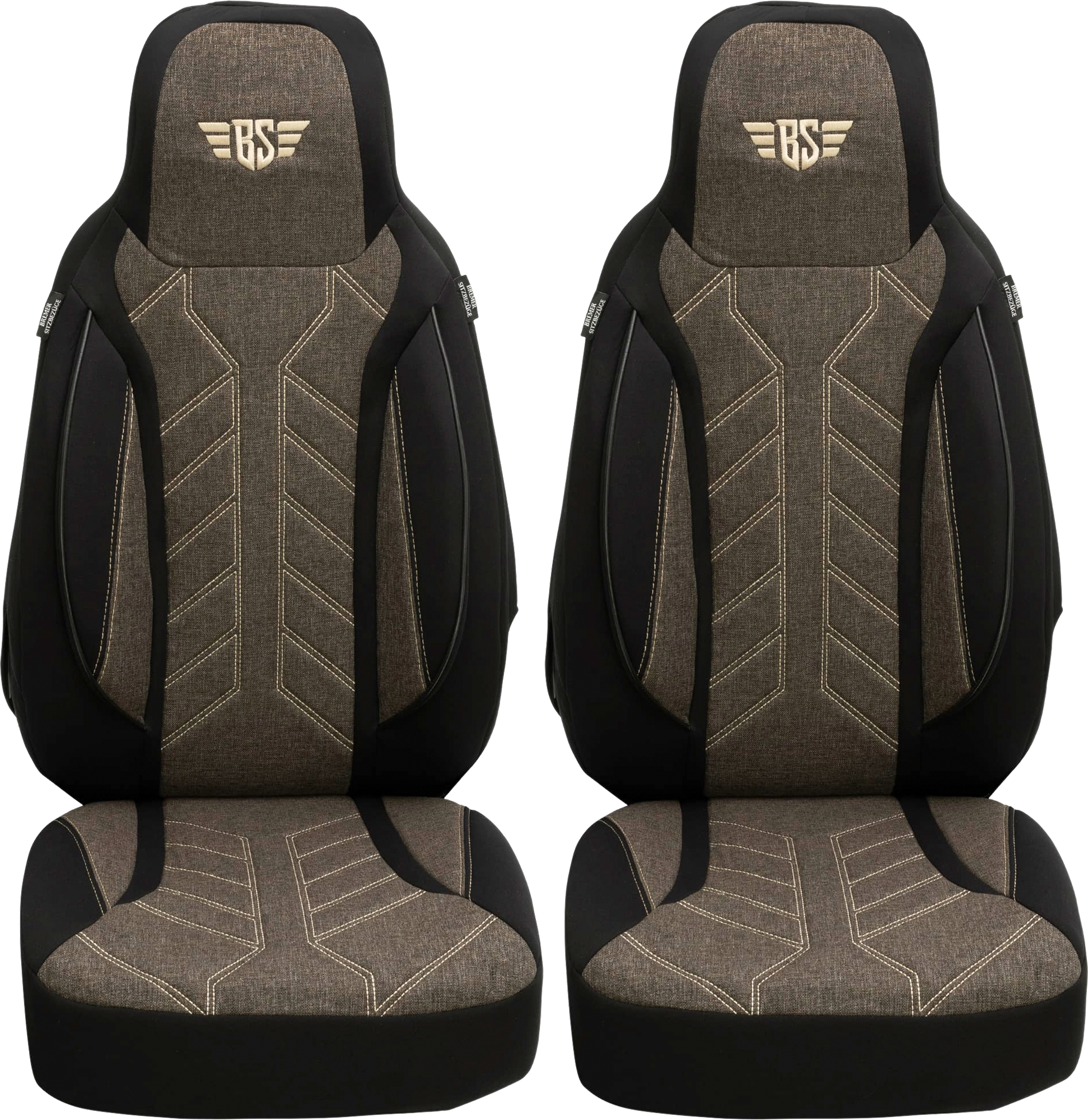 Bremer-Sitzbezüge Wohnmobil Schonbezüge 2 Stück für Ducato / Jumper / Boxer schwarz/braun - Sitzbezüge
