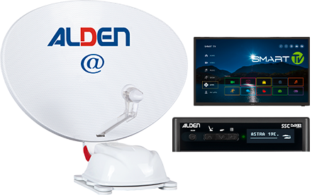 Alden AS2@ 80 HD vollautomatische Satellitenanlage Ultrawhite inkl. S.S.C. HD Steuermodul / LTE Antenne / Smartwide LED TV 19
