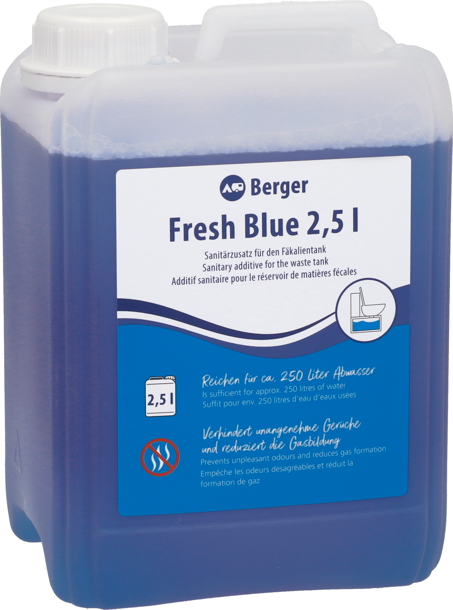 Berger Fresh Blue Sanitärflüssigkeit 2,5 Liter - Sanitärzusatz für den Fäkalientank
