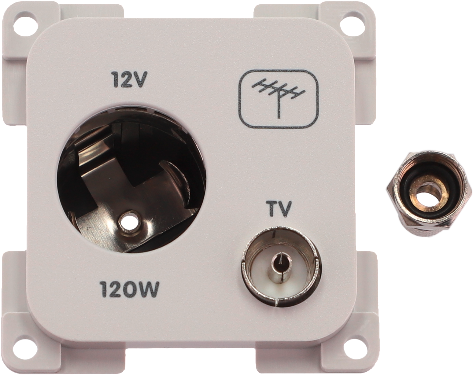 Inprojal System 10.000 Kombi Steckdose 12V mit TV 5 mm hellgrau - 12 / 24 V Einbausteckdosen
