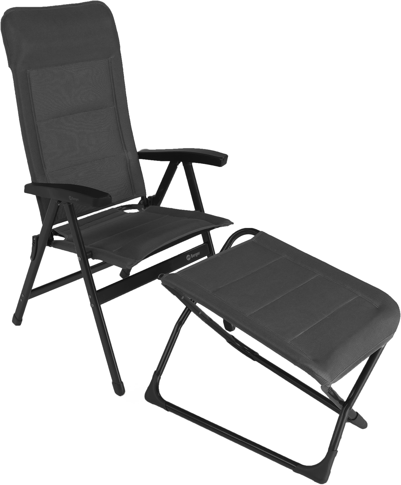 Berger Genova 3D Mesh Klappstuhl-Set mit Beinauflage Anthrazit - Klappstühle
