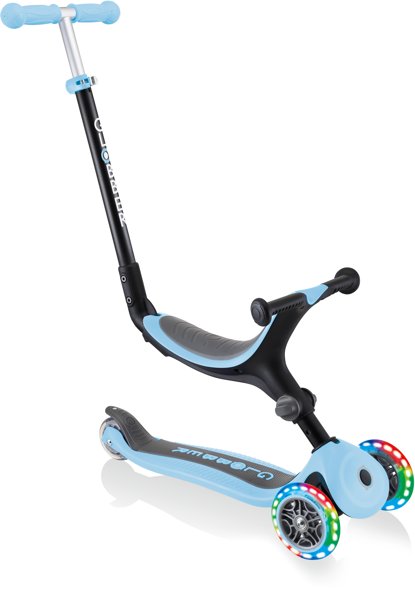 Globber Go Up Foldable Lights Kinderroller 3-in-1 Maximalgewicht 50 kg pastellblau - Spielsachen