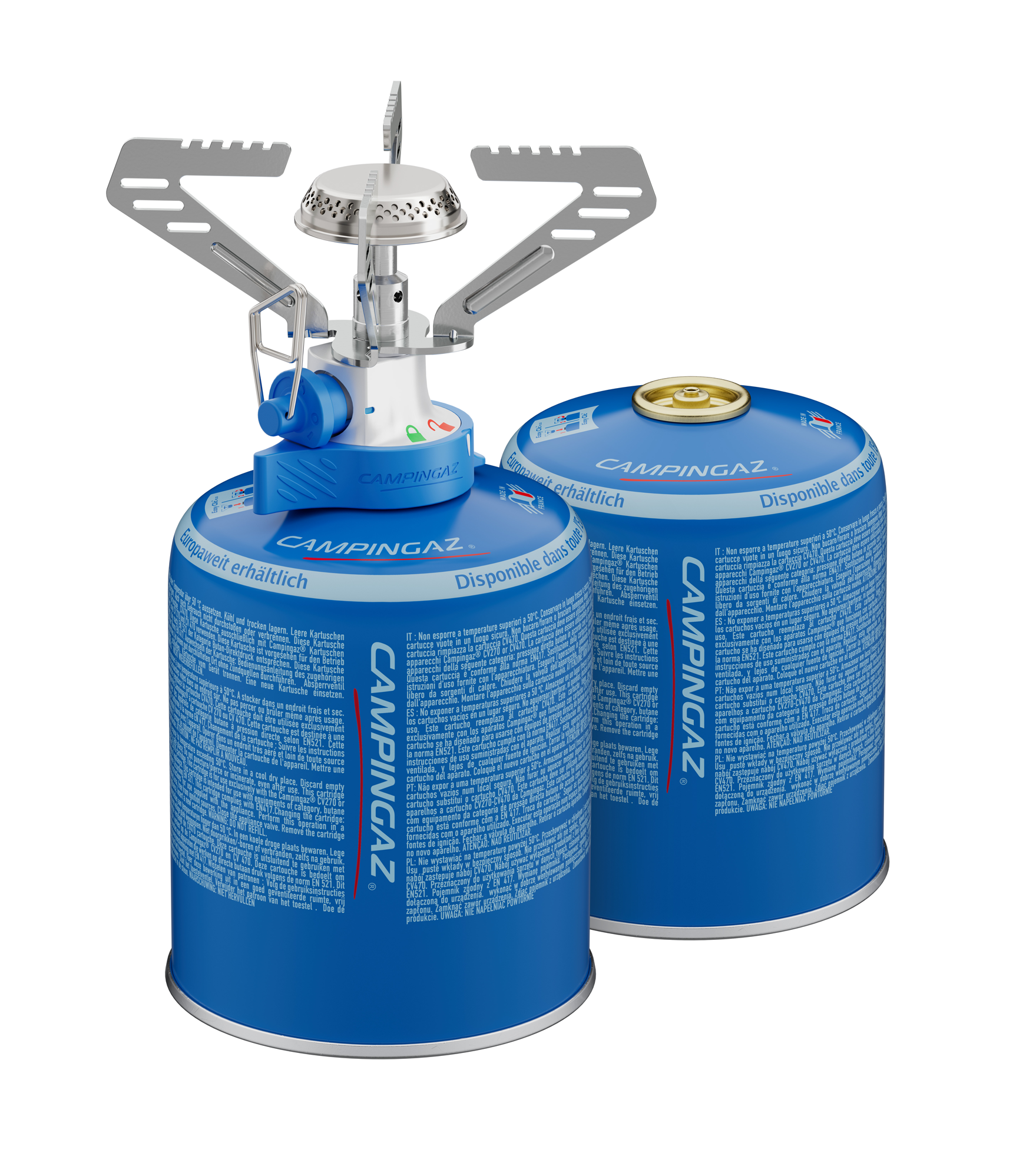 Campingaz Camping Connect CV Gaskocher 1.250 W inkl. 2 Stück CV 470 Plus Gaskartuschen je 450