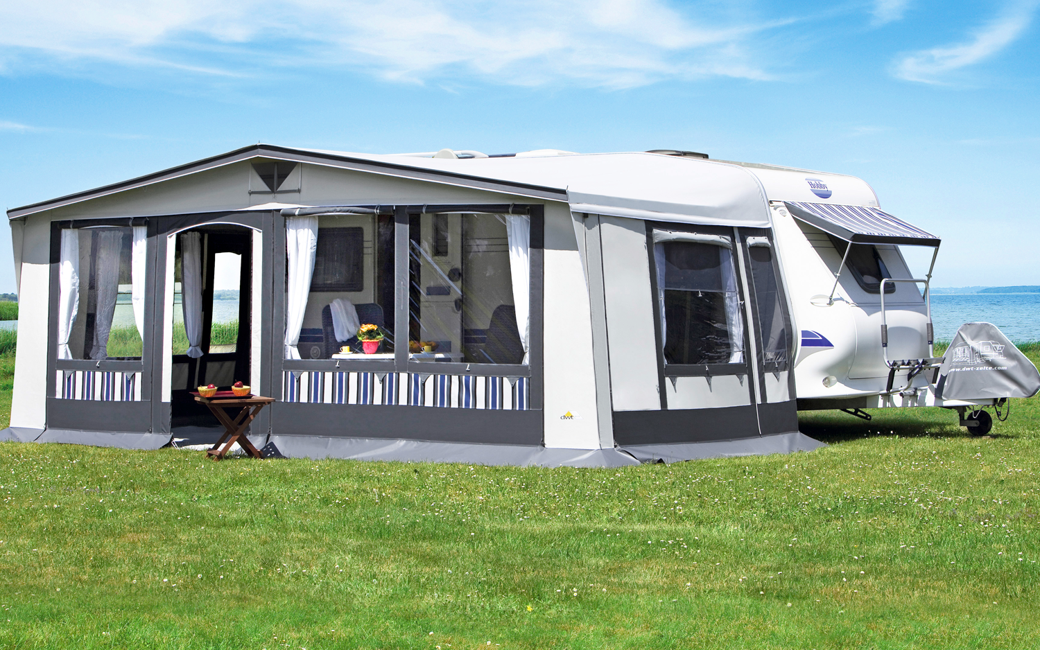 Dwt Tango 300 Saison- und Ganzjahresvorzelt weiß / grau  821 - 850 cm; 240 cm