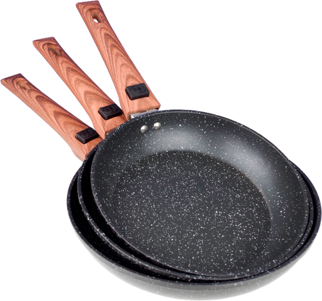 Gimex Black Line Holzdekor Pfannenset 3