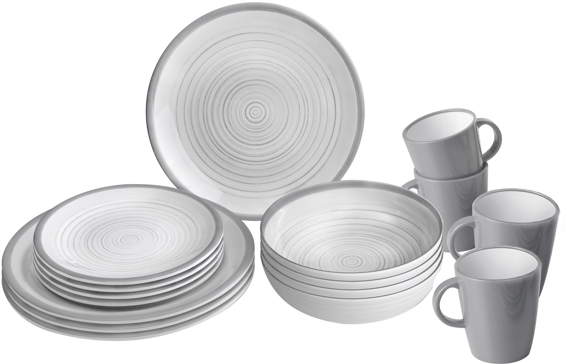 Brunner Bellagio Geschirr-Set 16-tlg. grau / weiß für 4