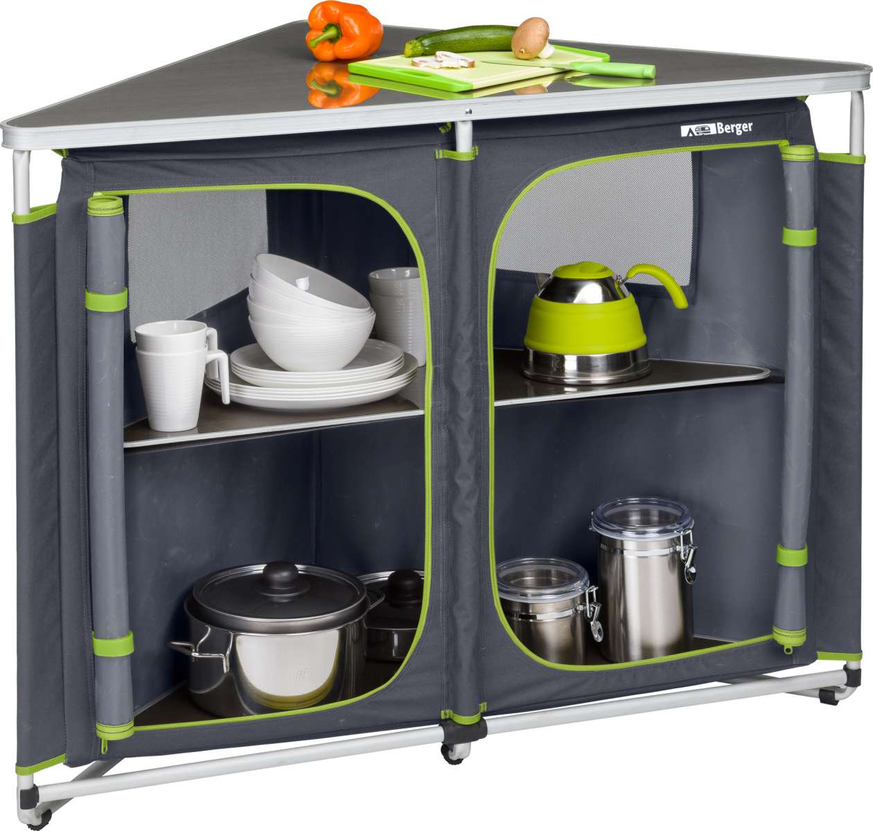 VA-Cerulean Campingküche Faltbar – Outdoor Küchenschrank Mit Regalen & Tragetasche