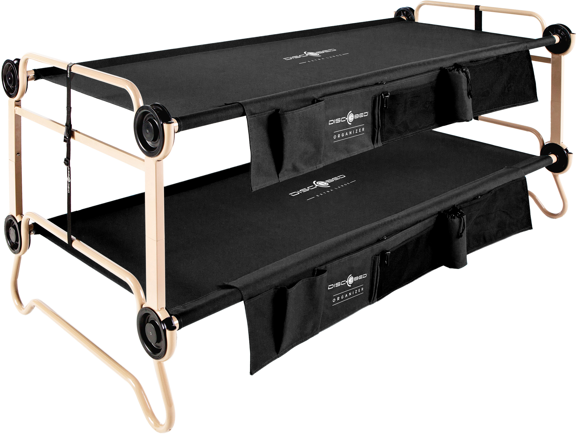Disc-O-Bed Stockbett mit Seitentaschen XL Schwarz - Feldbetten