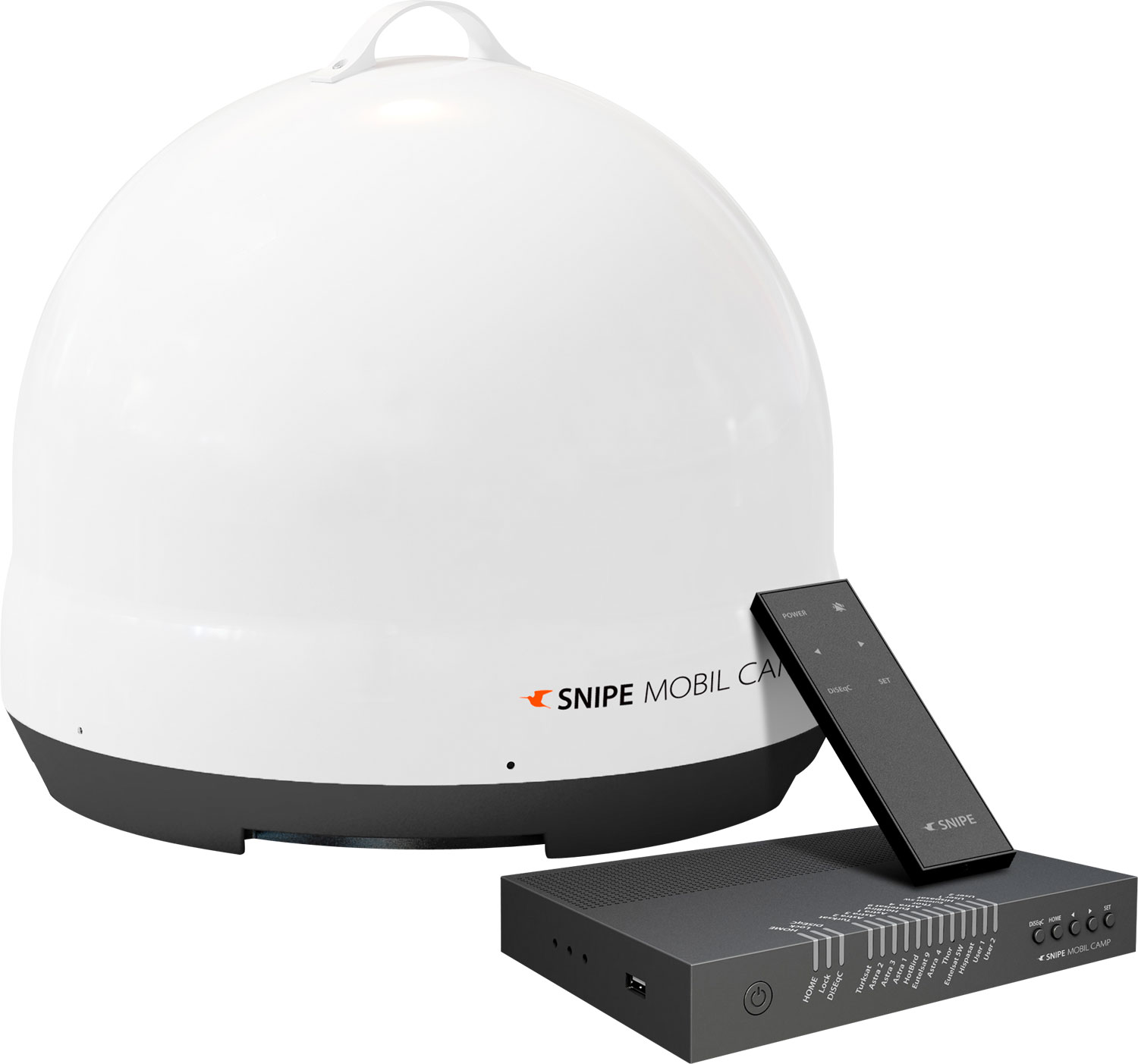 Selfsat Snipe Mobil Camp vollautomatische portable Sat-Antenne mit Fernbedienung Single LNB