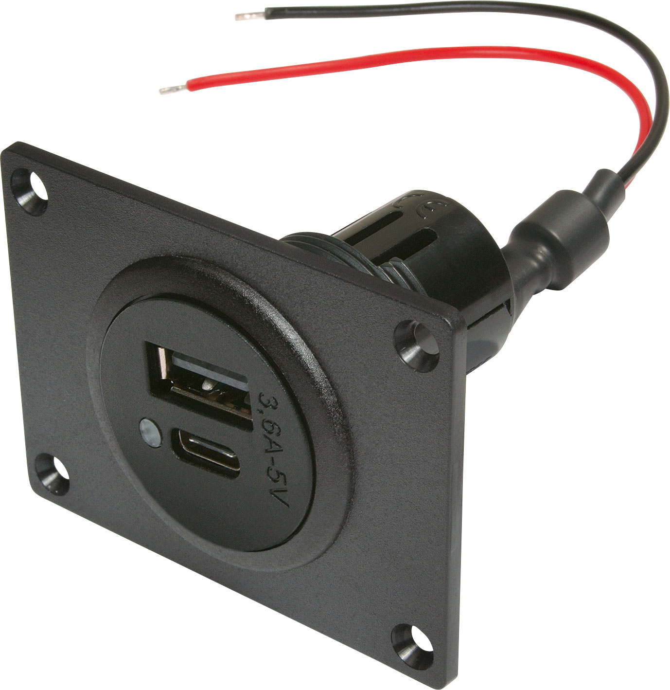 Power USB-C/A Doppelsteckdose EV mit Montageplatte 12-24V