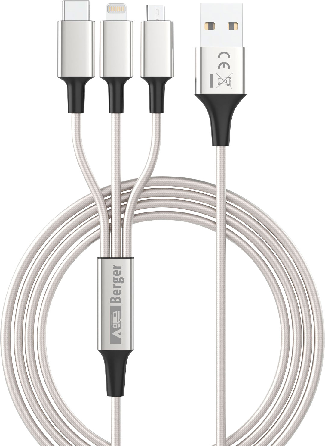 Berger 3-in-1 USB-Ladekabel zu Micro-USB / Lightning / USB-C 1,2 m - Fritz  Berger Campingbedarf