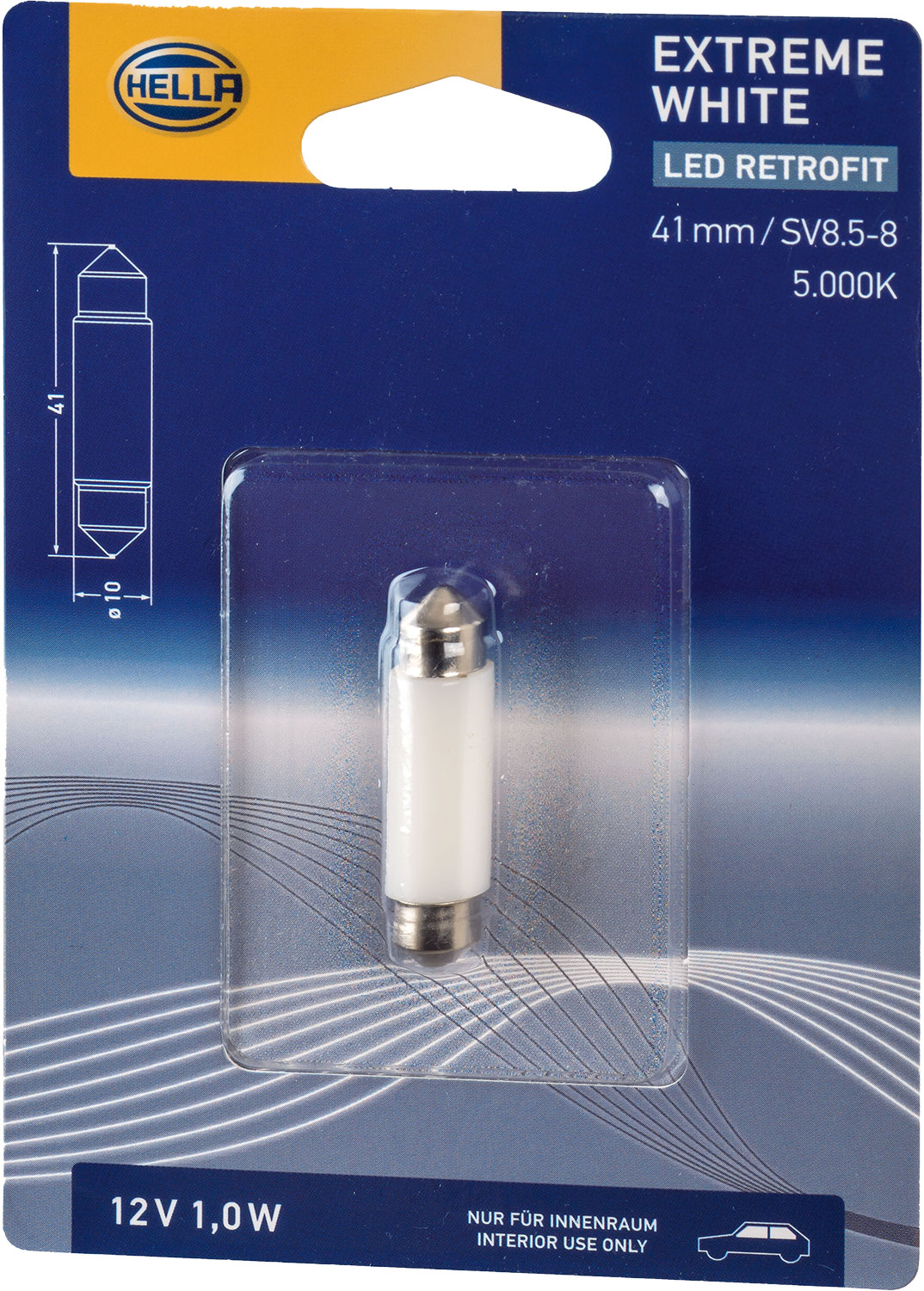 Hella LED Festoon Extreme White Innenraumleuchte 41 mm 12 V - 1 Stück - Fahrzeugbeleuchtung außen