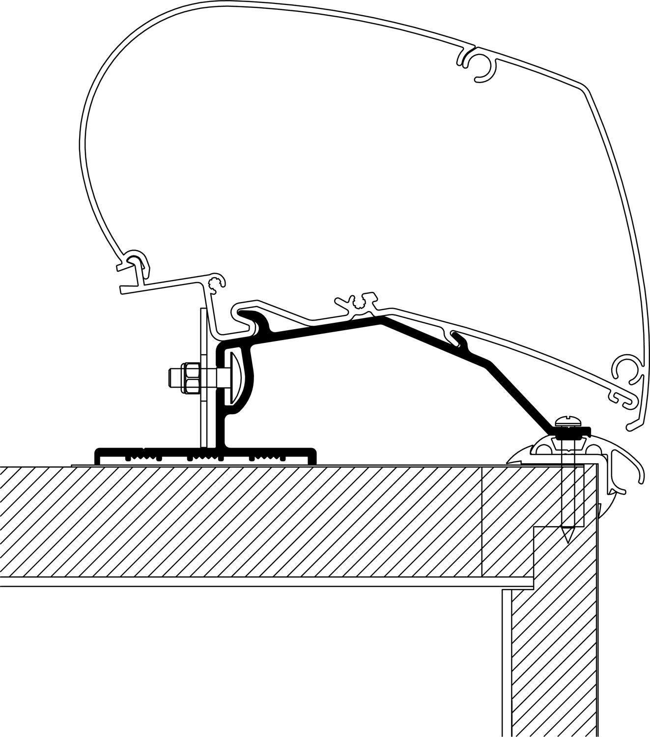 Thule Caravan Omnistor 6200 / 6300 / 9200 Markisenadapter Dachmontage