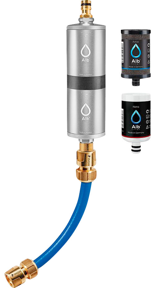 Alb Filter FUSION Active+Nano Trinkwasserfilter - Camping-Set: Mobil mit Koffer - Silber