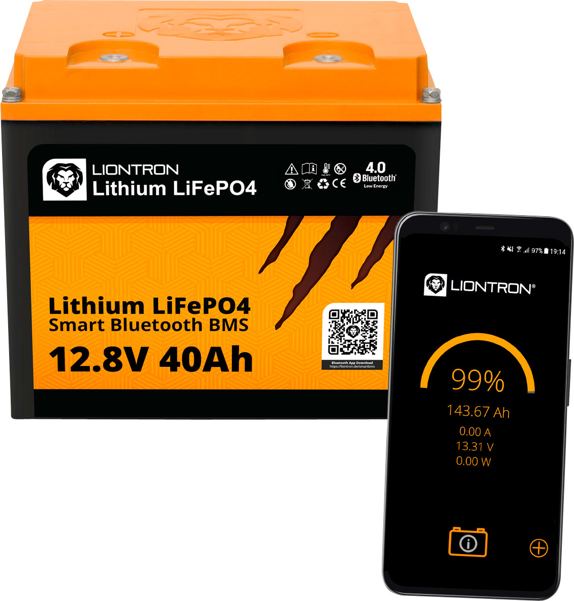 Liontron LiFePO4 Smart Bluetooth BMS Lithium-Batterie 12,8 V / 40 Ah