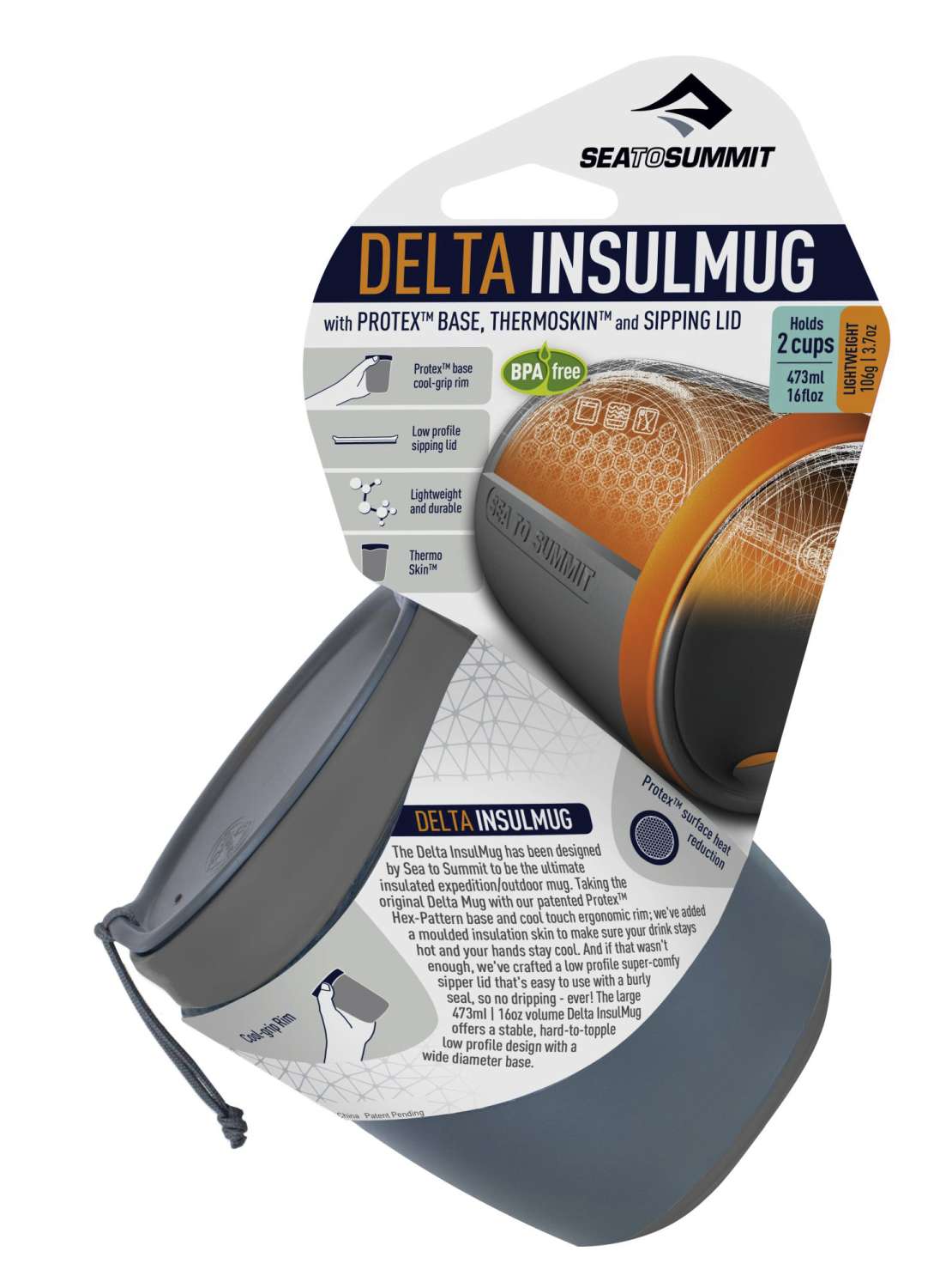Sea to Summit Delta Insulated Mug Isolierter Becher orange 473 ml