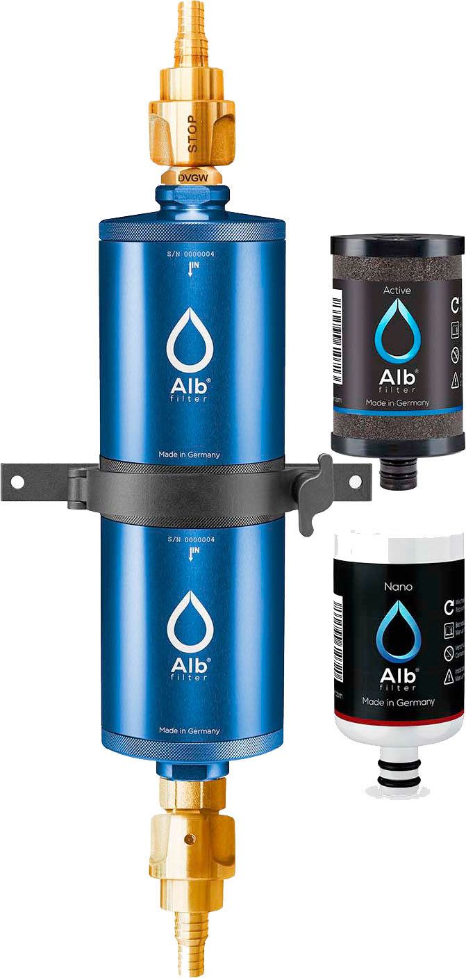 Alb Filter FUSION Active+Nano Trinkwasserfilter - Camping-Set: Travel - Mit GEKA Anschluss - Blau